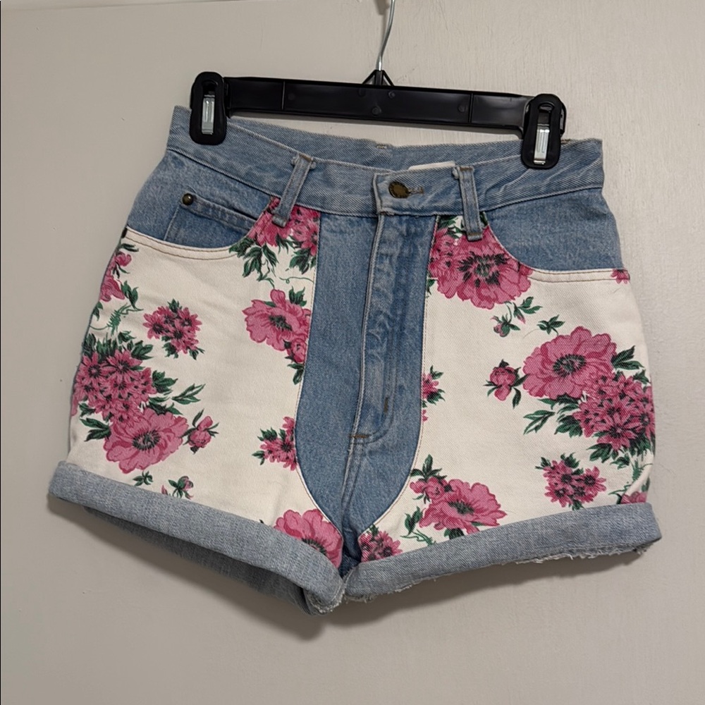 Vintage 90s Floral Shorts, Made In The Shade, Sz 9 - Denin Y2K Retro